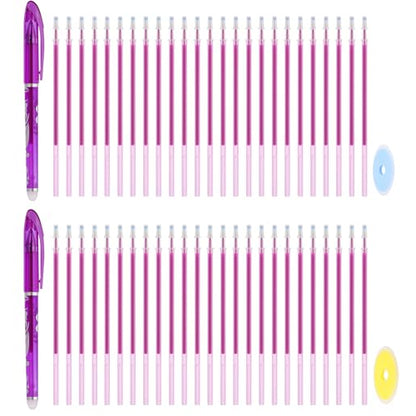 2Pcs Erasable Gel Pens with 50 Refills & 2 Erasers (52 Count)