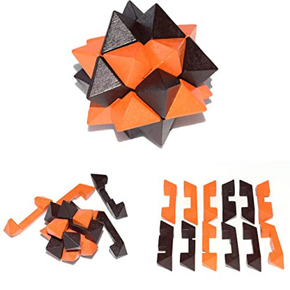 18 Pack Large Wooden Brain Teaser Puzzles Wooden Burr Puzzles Brain Teaser Puzzle with Gift Packing Box Magic Puzzle Games Toys Stocking Stuffers Party Favors for Kids and Adults (18 Count)