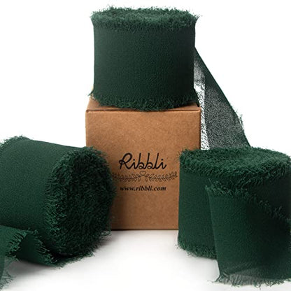 Forest Green Chiffon Silk Ribbon (90 Foot)