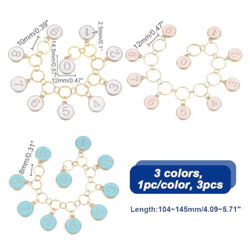 2 Pcs 0 9 Enamel Number Knitting Row Counter Chains
