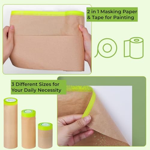 10 Rolls Pre Taped Painting Masking Paper