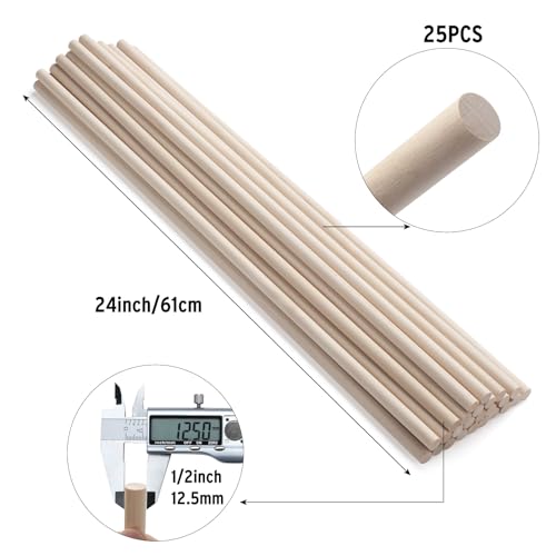 Wood Dowels Wooden Dowel Rods for Crafts (25 Count)