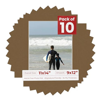 Pack of TEN 11x14 Mats Bevel Cut for 9x12 Photos (10 Count)