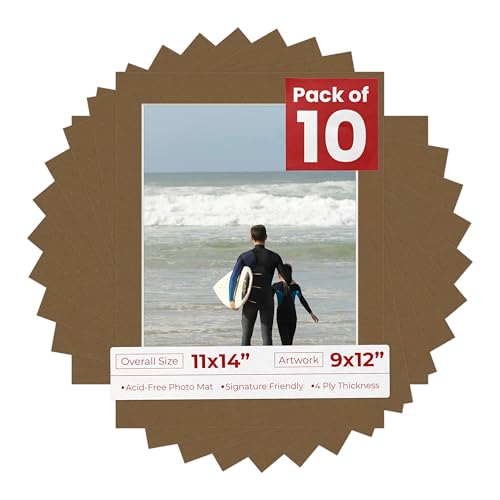 Pack of Ten Acid Free 11x14 Mats Bevel Cut for 9x12 Photos (10 Count)