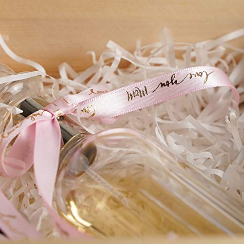 Pink Ribbon for Gift Wrapping Thank You Just for You Ribbon Mothers Day Gift Box Double Face Satin Assortment Thin Pink Satin Fabric (150 Foot)