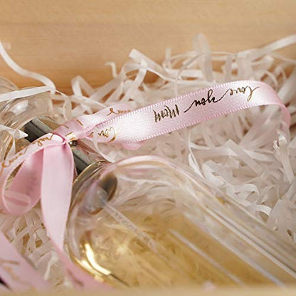 Pink Ribbon for Gift Wrapping Thank You Just for You Ribbon Mothers Day Gift Box Double Face Satin Assortment Thin Pink Satin Fabric (150 Foot)