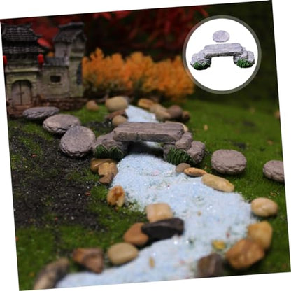 Creative Miniature Bridge and Stepping Stones for Garden and Bonsai Decor DIY Micro Landscape Kit with and Stone Pathway for Succulent Planters and Fish Tank Ornamentation