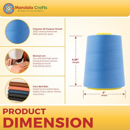 20S 2 Dusty Blue Polyester 4 Pack of Serger Threads Cones (24000 Foot)
