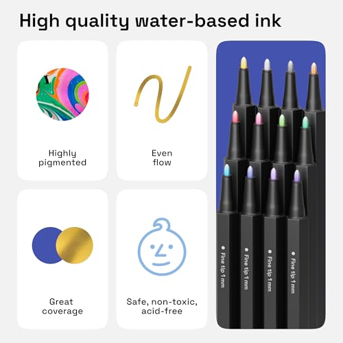 12 Metallic Paint Pens for Glass Marking (12 Count)