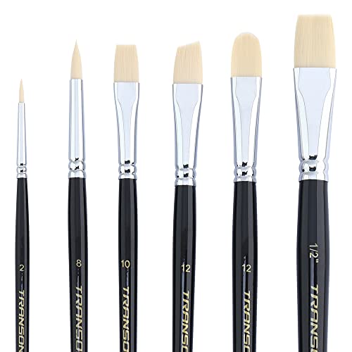 Paint Brush Set 6pcs Art Painting Flexible Bristle for Acrylic Watercolor Gouache Oil Leather Canvas and Face Painting (6 Count)