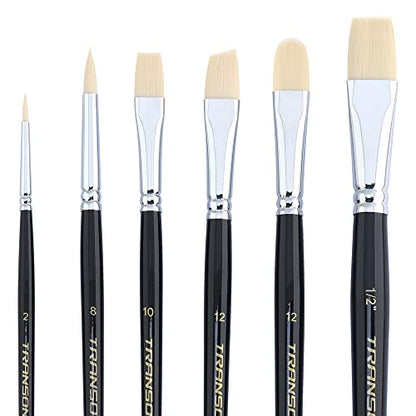 Paint Brush Set 6pcs Art Painting Flexible Bristle for Acrylic Watercolor Gouache Oil Leather Canvas and Face Painting (6 Count)