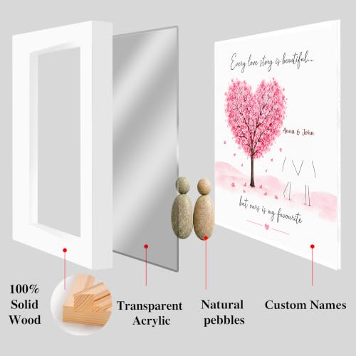 Personalized Pebble Art Couple Wooden Frame Sign