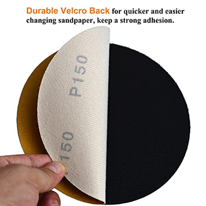 6-Inch No-Hole Hook and Loop Gold Sanding Discs 150-Grit, 100-Pack (100 Count)