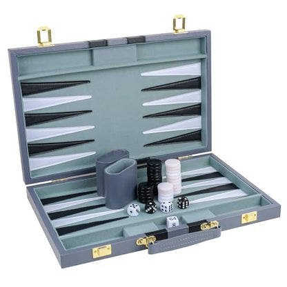 Backgammon Set 2 Players Classic Backgammon Sets for Adults Board Game with PU Leather Case Portable and Travel Backgammon Set