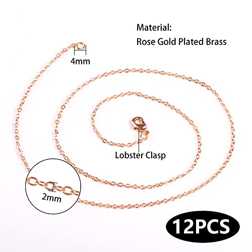 Wholesale 12PCS Rose Gold Plated Solid Brass Chain