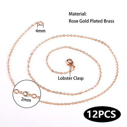 Wholesale 12PCS Rose Gold Plated Solid Brass Chain