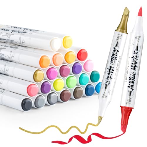 24 Colors Acrylic Paint Marker Chisel and Brush Dual (24 Count)