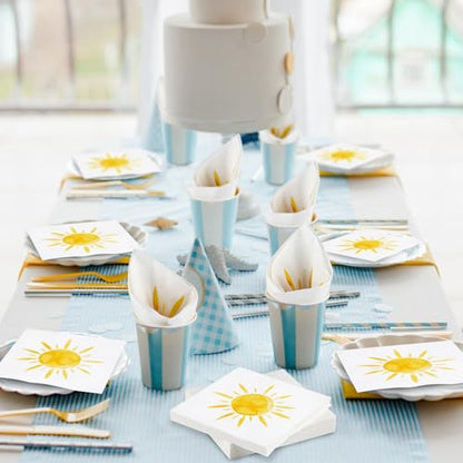 48 Pieces Disposable Sun Paper Napkins Sunshine Birthday Decorations Sun Party Napkins Cocktail Dinner Napkin Set 13" x 13" Unfolded Tableware Napkins for Sun Birthday Party Supplies (48 Count)