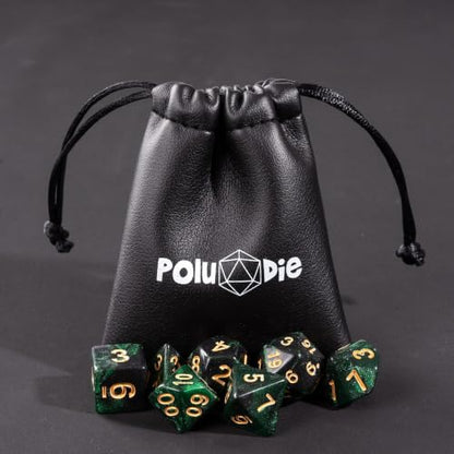 7 Die DND Dice Set Polyhedral Dice Set with a Leather Dice Bag (7 Count)