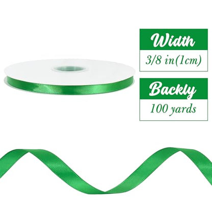 100yds 3 8 Inch Emerald Green Satin Ribbon for Craft Gifts Wrapping