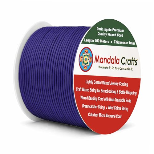 1mm Dark Indigo Cotton Waxed Cord for Jewelry Making (327 Foot)
