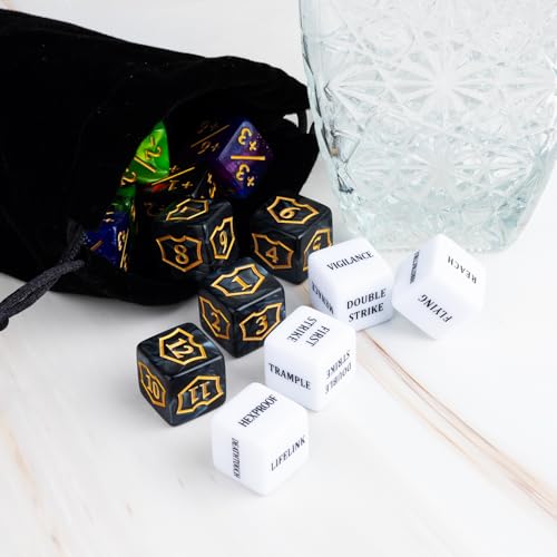 63 Pieces MTG Dice Counters Bulk Ability Keywords MTG Tokens Shield Life Counter 6 Sided Dice Set for Magic The Gathering (63 Count)