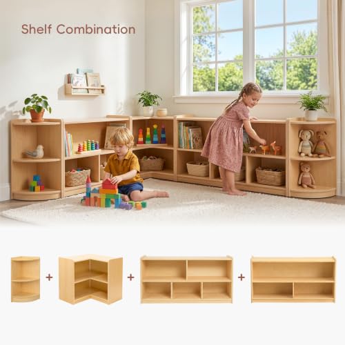 L Shape Montessori Bookshelf for Compact Corner Space