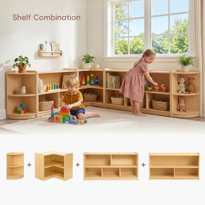 L Shape Montessori Bookshelf for Compact Corner Space