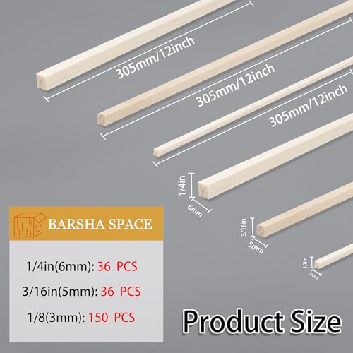 222Pcs Balsa Wood Sticks (222 Count)