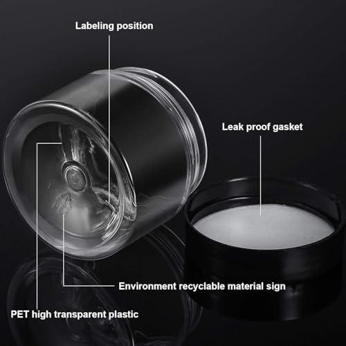 12 Pack 3 oz Plastic Container Jars with Lids Round Clear Travel Cosmetic Container Jars for Toiletries (12 Count)