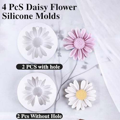 4 Pcs Daisy Flower Candle Molds