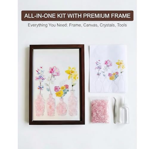 Natural Crystal DIY Art Kit with Frame Gemstone Decor for Wall & Table