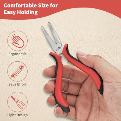 5-Pack 5-Inch Bent Nose Pliers for Jewelry Making, Spring Loaded (5 Count)