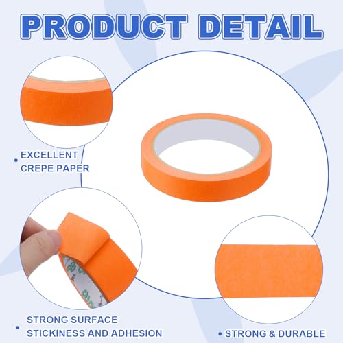 Masking Tape 0.7 Inch x 21 Yard Painter's Tape Orange Paint Tapes for DIY Crafts Arts Drawing Decoration Labeling Car Painting Artist Teachers