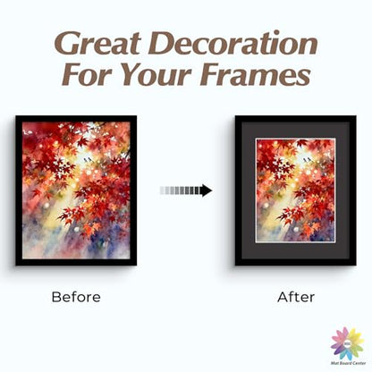 Mat Board Center 25 Pack 11x14 Picture Mat for 8.5x11 Photo Black