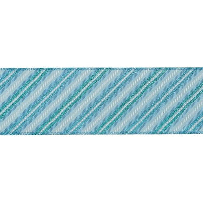 Blue Diagonal Stripe Ribbon 2.5 Inch Blue Satin with Turquoise and Teal Glitter Wired Ribbon for Wreath Bow (30 Foot)