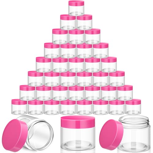 36 Pieces 2 oz Plastic Jars with Lids Wide Mouth Airtight Reusable Container Acrylic Cosmetic Small Jars for Lotions Ointments Travel Toiletries Creams Make up Storage (36 Count)