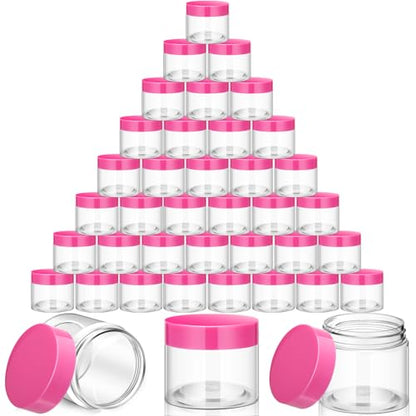 36 Pieces 2 oz Plastic Jars with Lids Wide Mouth Airtight Reusable Container Acrylic Cosmetic Small Jars for Lotions Ointments Travel Toiletries Creams Make up Storage (36 Count)