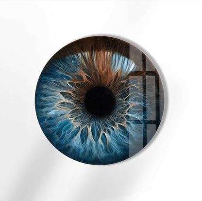 10''(25cm) Diameter Eye Round Blue Glass Wall Art Tempered Glass Printing Wall Decor Large Wall Art Wall Hangings