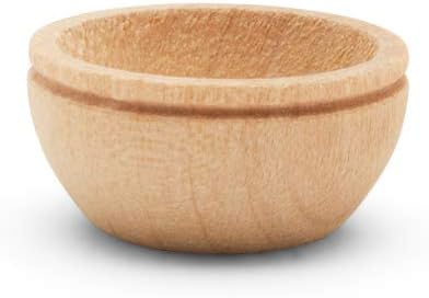Woodpeckers Unfinished Wood Mini Bowl, 3/4 inch, Perfect for Scale Models, Dollhouse Dishes, Wood Craft Projects, and Sorting Activity, Pack of 50
