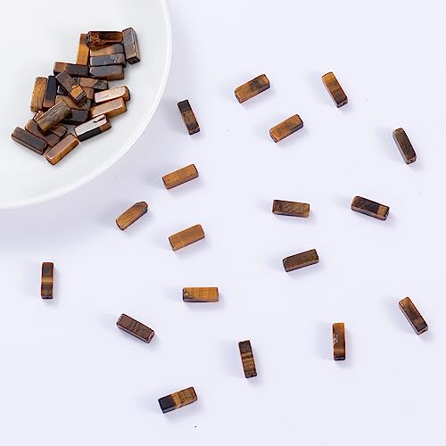 Natural Yellow Tiger Eye Rectangle Tube Beads 4x13mm 38cm (28 Count)