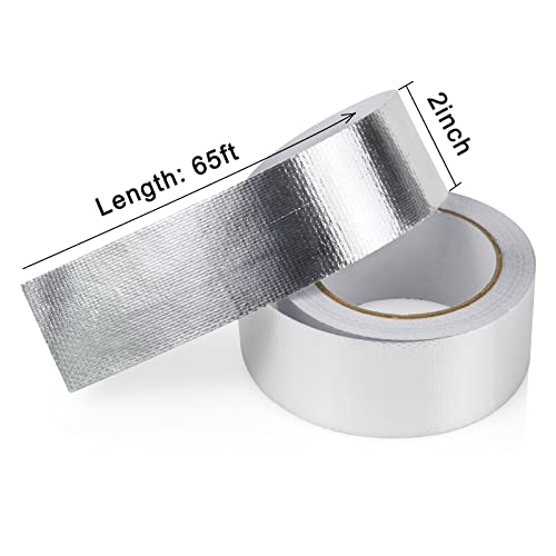 1 Roll Aluminum Foil Heat Shield Cool Tape 2 Inch x 66 ft Heat Reflective Thermal Barrier Reflective Tape for Hose and Auto Use