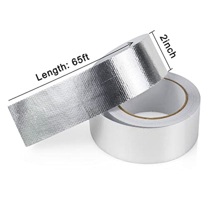 1 Roll Aluminum Foil Heat Shield Cool Tape 2 Inch x 66 ft Heat Reflective Thermal Barrier Reflective Tape for Hose and Auto Use