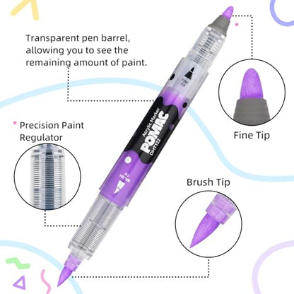 Dual Tip Acrylic Paint Markers Pens 12 Assorted Colors