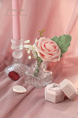 Artificial Flowers 25pcs Real Looking Coral Ombre Colors Foam Fake Roses with Stems for DIY Wedding Bouquets Bridal Shower Centerpieces Floral Arrangements Party Tables Home Decorations (25 Count)