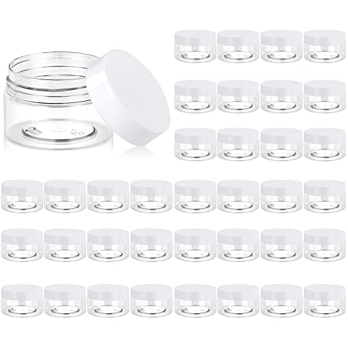 36 Pack 1 OZ Plastic Jars Clear Cosmetic Container with Lids (36 Count)