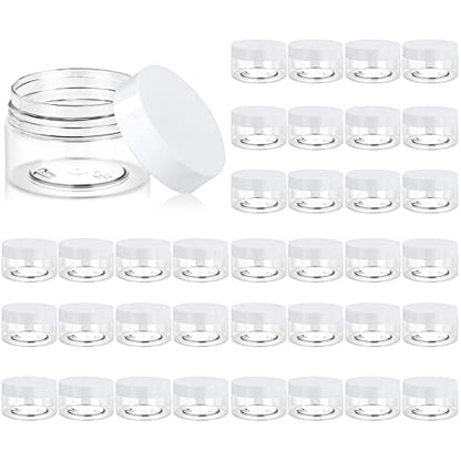 36 Pack 1 OZ Plastic Jars Clear Cosmetic Container with Lids (36 Count)