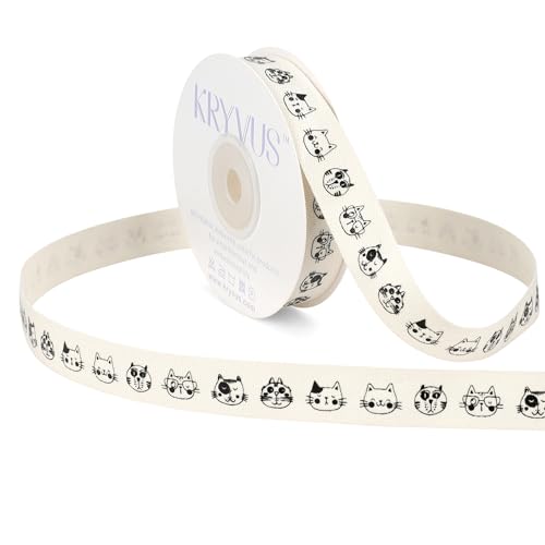 Cotton Ribbon with Cat Faces 5 (36 Foot)