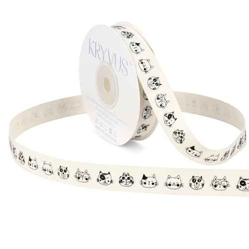 Cotton Ribbon with Cat Faces 5 (36 Foot)