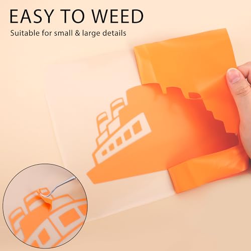 RENLITONG Orange Iron on Vinyl 12Inch by 20ft Roll Heat Transfer Vinyl for T